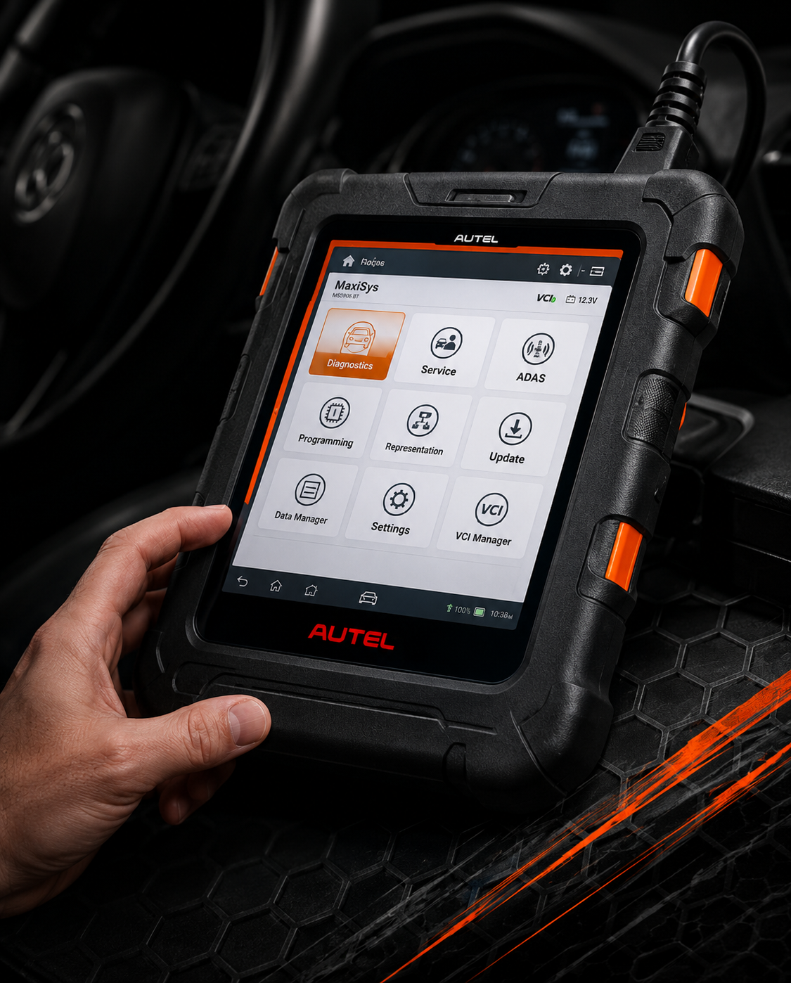 Advanced vehicle diagnostics using an AUTEL diagnostic scan tool at Edge Auto Electrics.